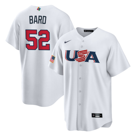 Men's 2023 World Baseball Classic Daniel Bard USA White Jersey baseball jersey product view 1