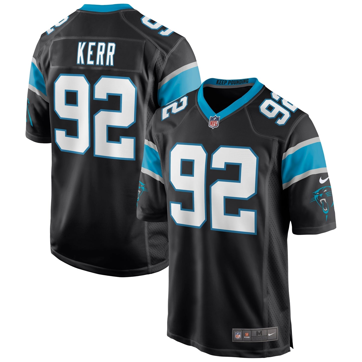 Zach Kerr Carolina Panthers Game Jersey - Black football jersey product view 1