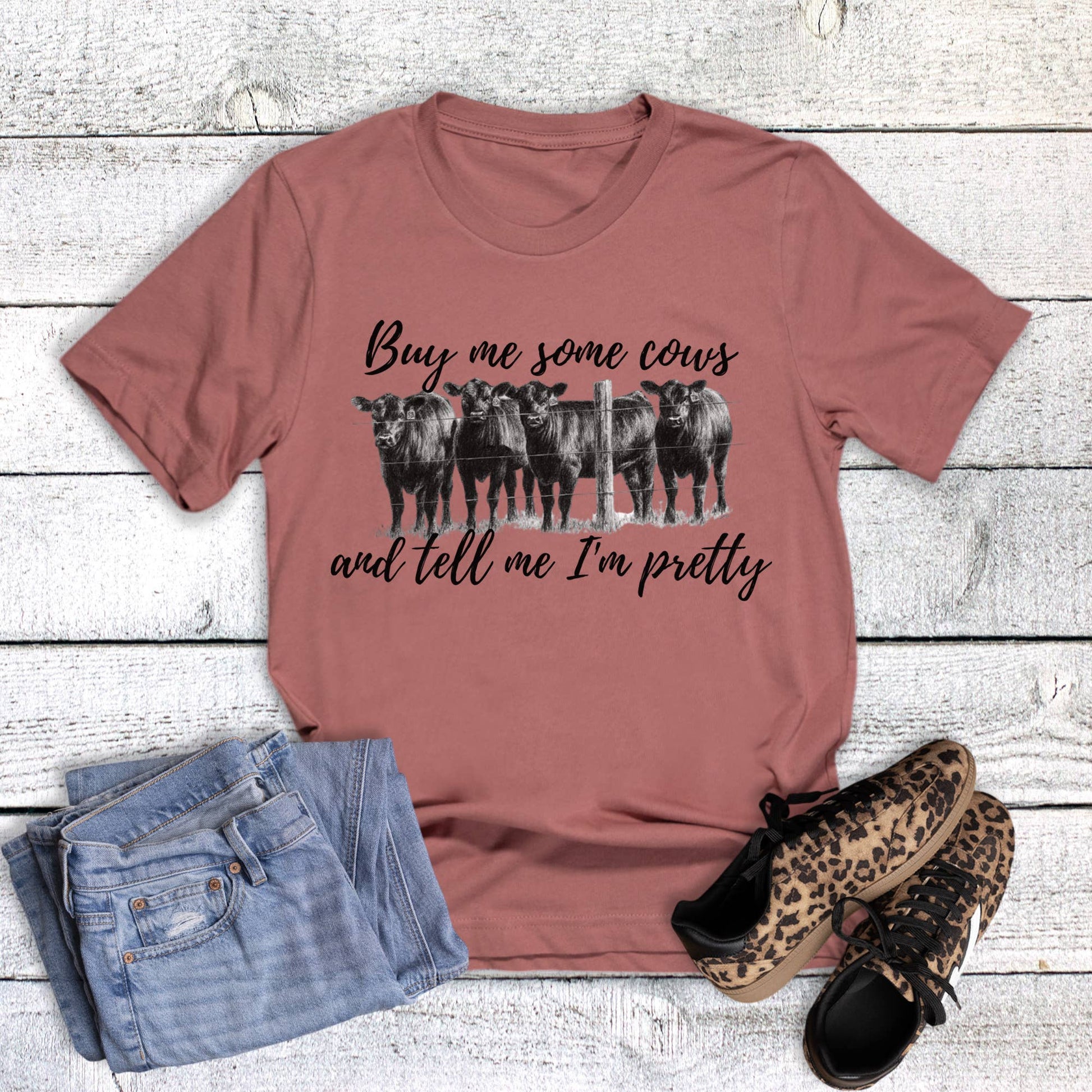 Buy Me Cows Tell Me I'm Pretty Graphic Tee Unisex T-shirt, Sweatshirt, Hoodie, Long Sleeve Tee - T-Shirt, Sweatshirt, Hoodie
