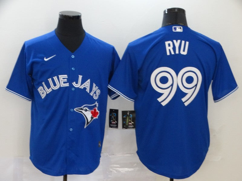 Men's Toronto Blue Jays Hyun-Jin Ryu Blue Replica Baseball Jersey baseball jersey product view 1