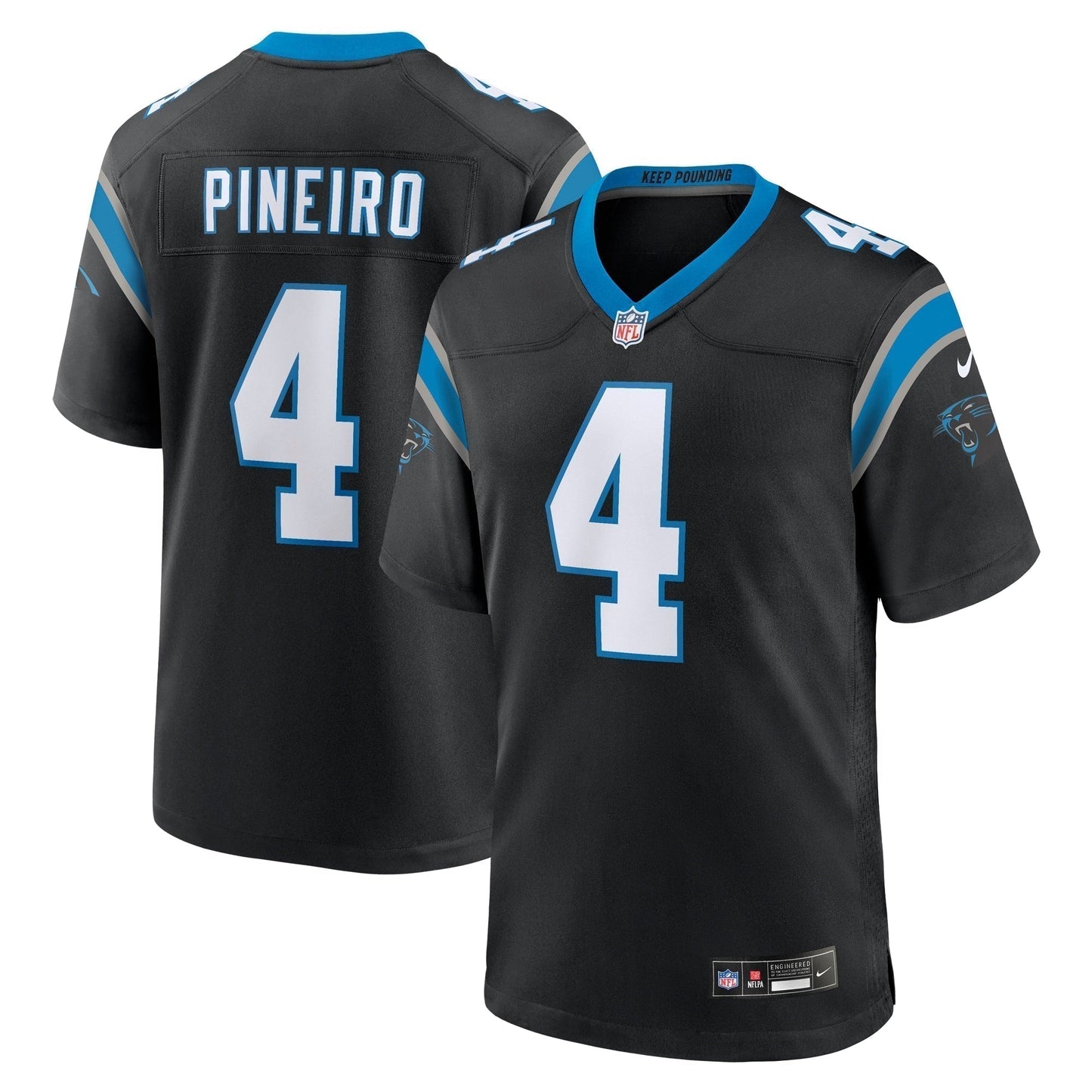 Eddy Pineiro Carolina Panthers Team Game Jersey - Black football jersey product view 1