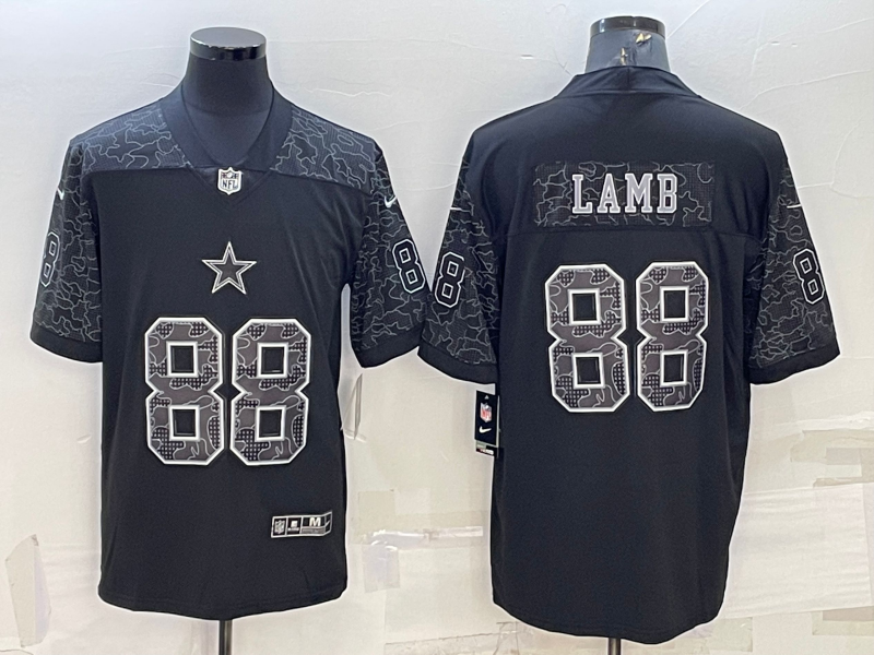 Men's Dallas Cowboys CeeDee Lamb #88 Black RFLCTV Limited Jersey1 football jersey product view 1