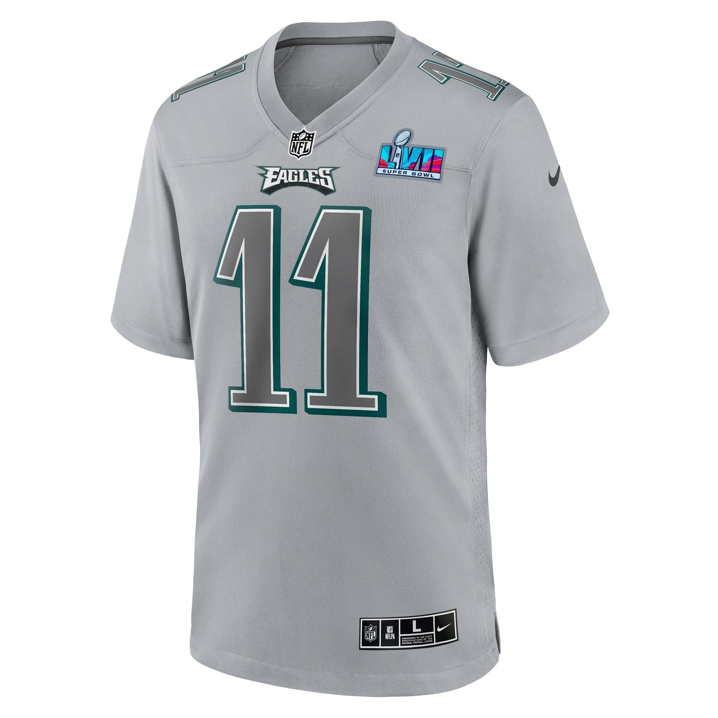 A.J. Brown Philadelphia Eagles Super Bowl LVII Patch Atmosphere Fashion Game Jersey - Gray football jersey product view 3