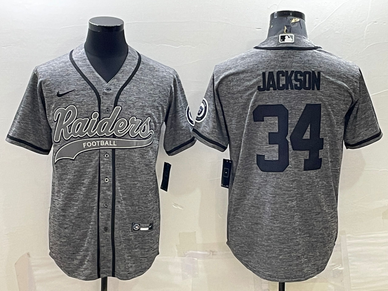 Men's Las Vegas Raiders Bo Jackson #34 Gray Player Jersey1 Joint Edition football jersey product view 1