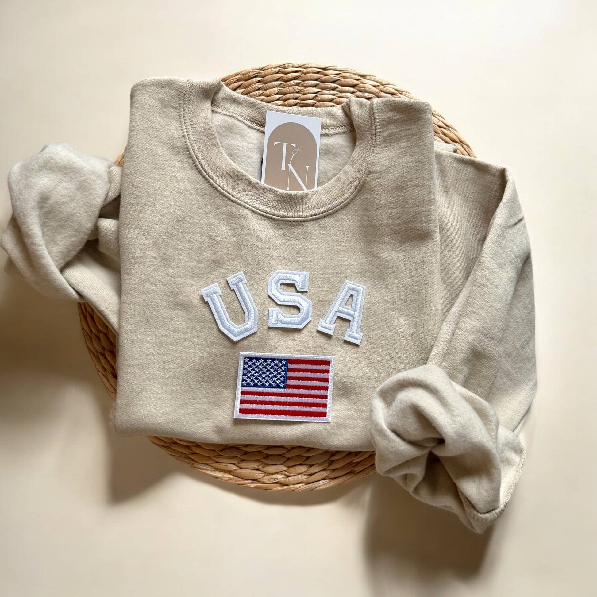 USA Flag Crewneck Sweatshirt Unisex T-shirt, Sweatshirt, Hoodie, Long Sleeve Tee - T-Shirt, Sweatshirt, Hoodie