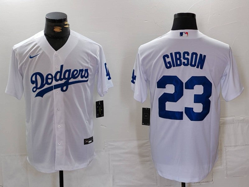 Men's Los Angeles Dodgers Kirk Gibson White Home Replica Player Jersey baseball jersey product view 1