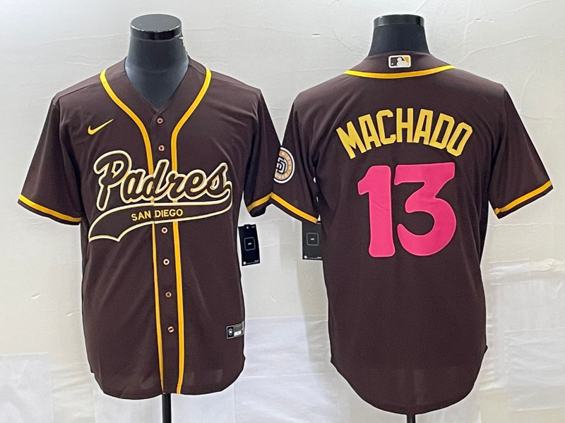 Men's San Diego Padres Manny Machado Brown Replica Player Jersey Joint Edition baseball jersey product view 1