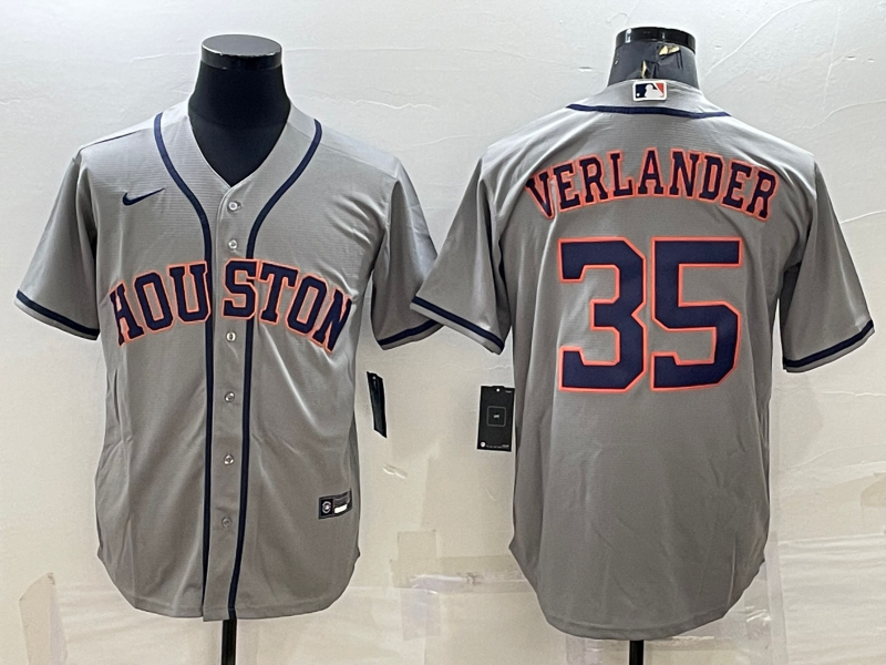 Men's Houston Astros Justin Verlander #35 Gray Replica Player Jersey1 baseball jersey product view 1