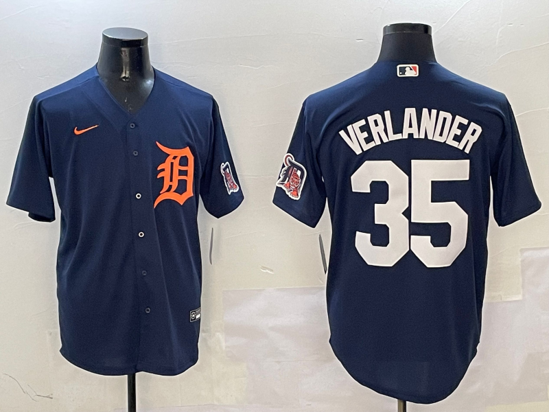 Men's Detroit Tigers Justin Verlander Navy Limited Player Jersey baseball jersey product view 1