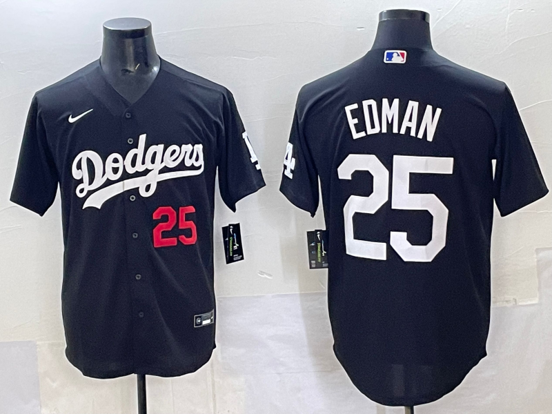 Men's Los Angeles Dodgers Tommy Edman Black Alternate Player Jersey baseball jersey product view 1