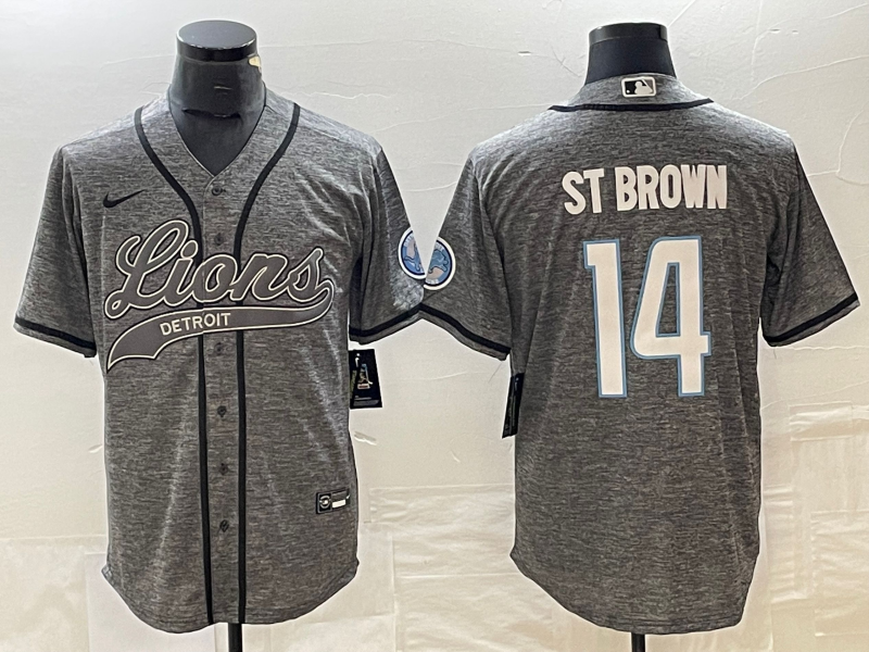 Men's Detroit Lions Amon-Ra St. Brown Gray Game Jersey Joint Edition football jersey product view 1
