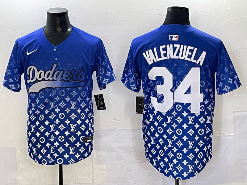 Men's Los Angeles Dodgers Fernando Valenzuela #34 Royal Alternate Player Jersey baseball jersey product view 1