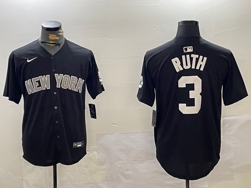 Men's New York Yankees Babe Ruth Black Game Jersey baseball jersey product view 1