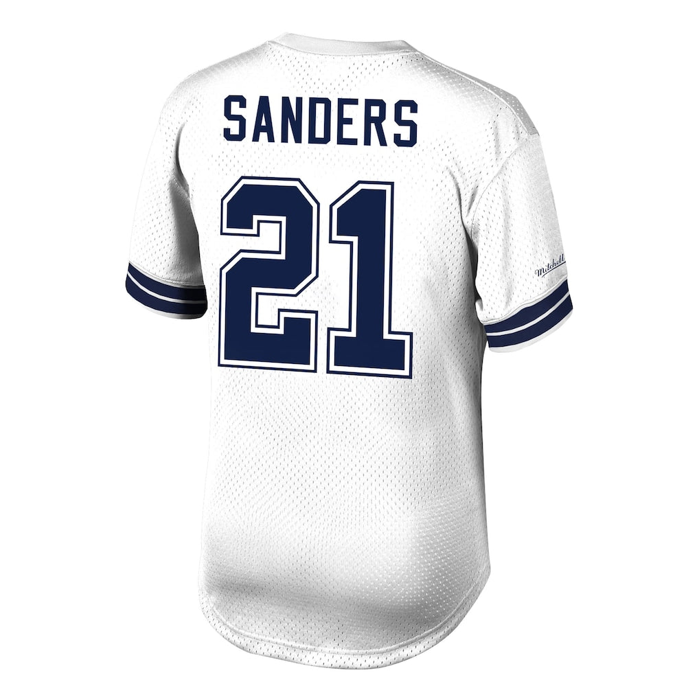 D.Cowboys #21 Deion Sanders White Retired Player Name & Number Mesh Top Jersey football jersey product view 1