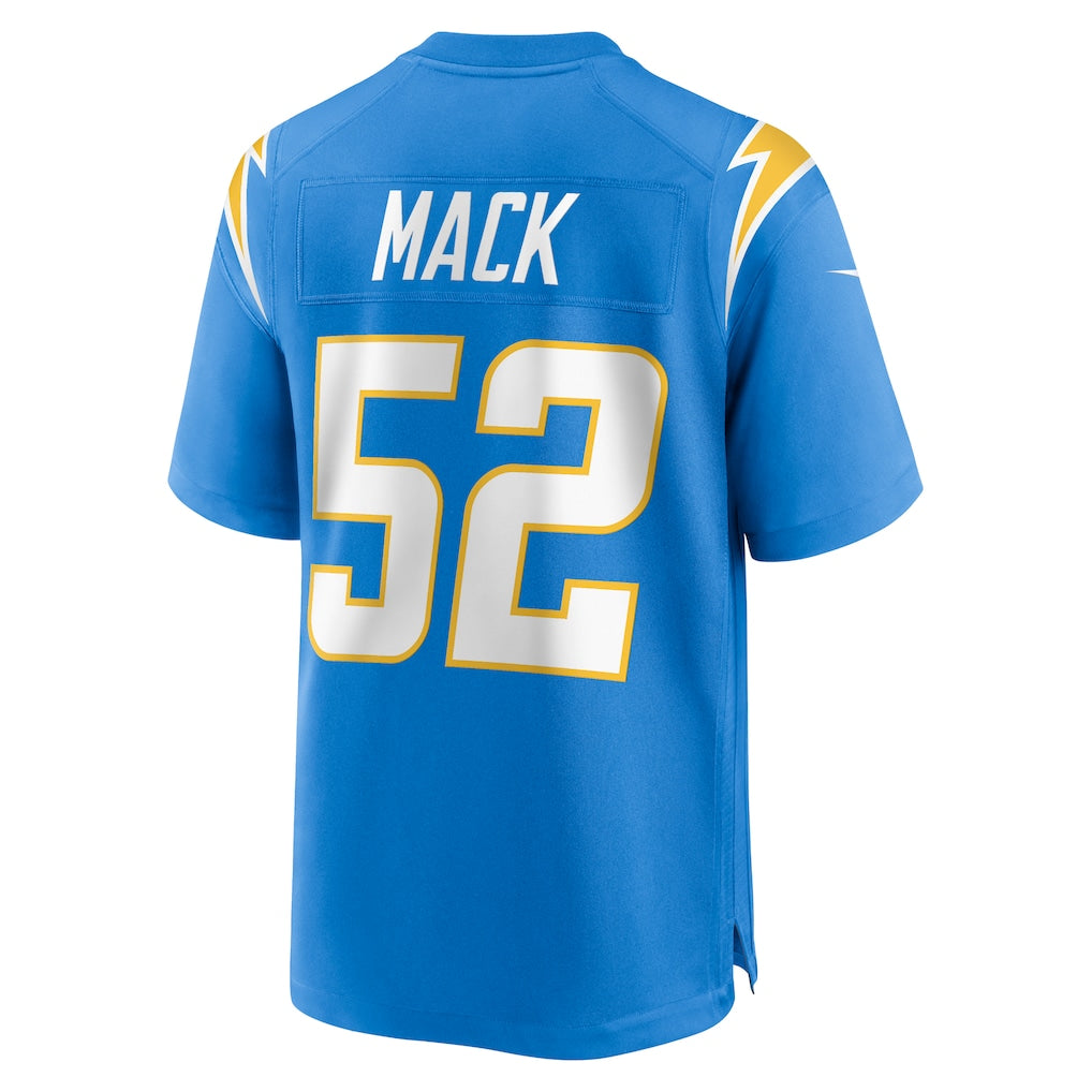 LA.Chargers #52 Khalil Mack Powder Blue Game Jersey football jersey product view 1