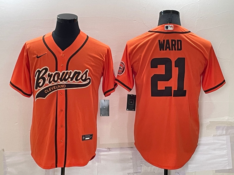Men's Cleveland Browns Denzel Ward #21 Orange Game Jersey1 Joint Edition football jersey product view 1