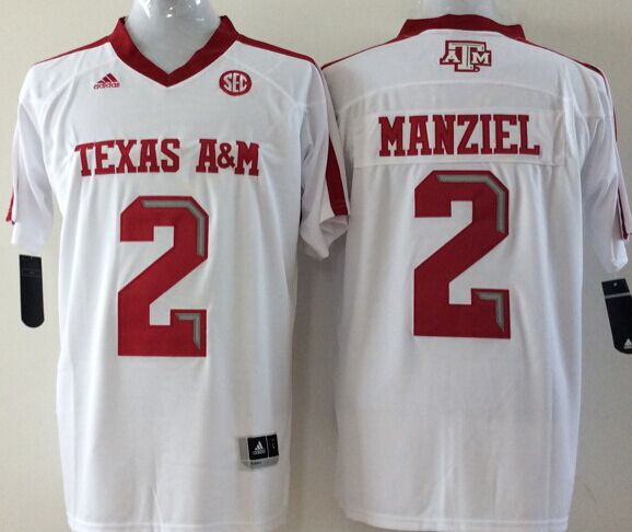 Men's Texas A&M Aggies Johnny Manziel #2 White Player Game Jersey sports jersey product view 1