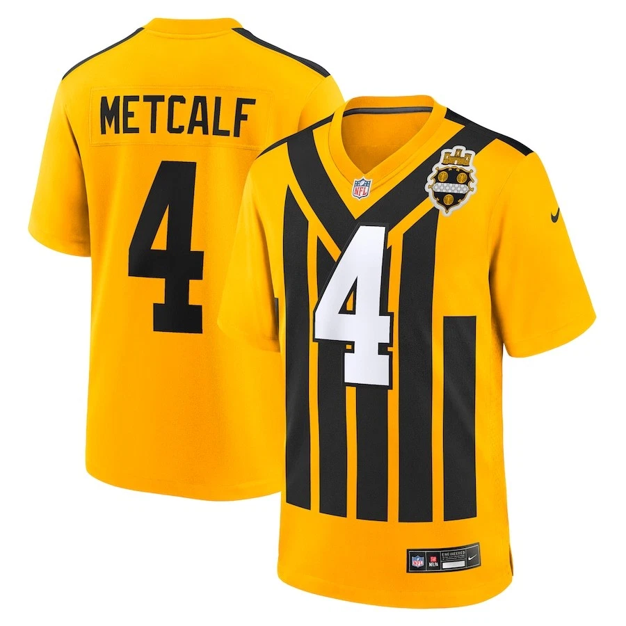 Men's Pittsburgh Steelers DK Metcalf Jersey - Retro Yellow-2 football jersey product view 1