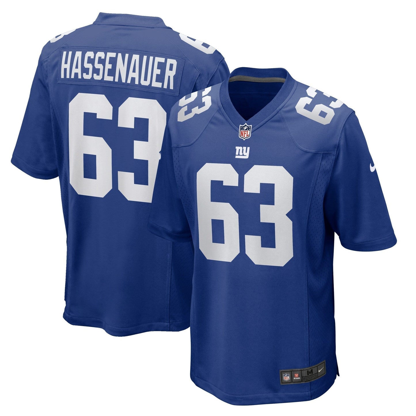 JC Hassenauer New York Giants Team Game Jersey - Royal football jersey product view 1