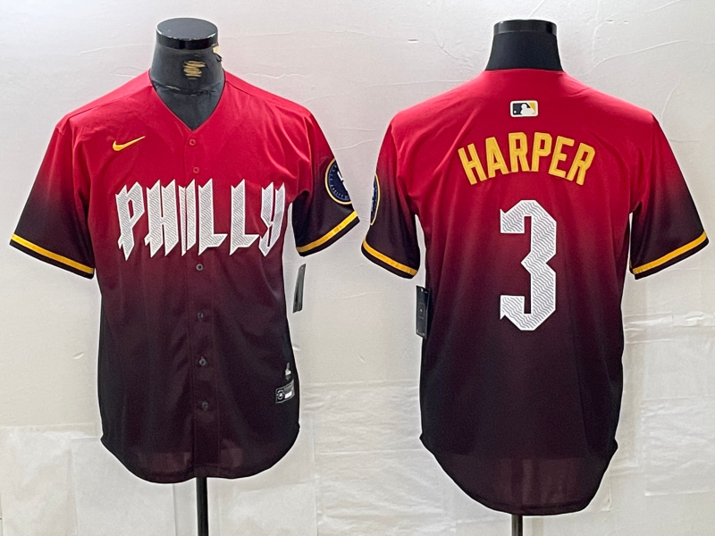 Men's Philadelphia Phillies Bryce Harper Red 2024 City Connect Limited Player Jersey baseball jersey product view 1