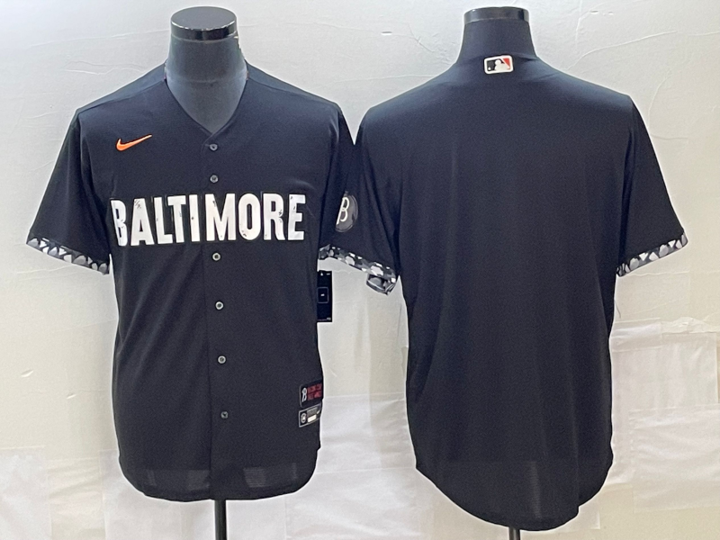 Men's Baltimore Orioles Black 2023 City Connect Replica Blank Jersey baseball jersey product view 1