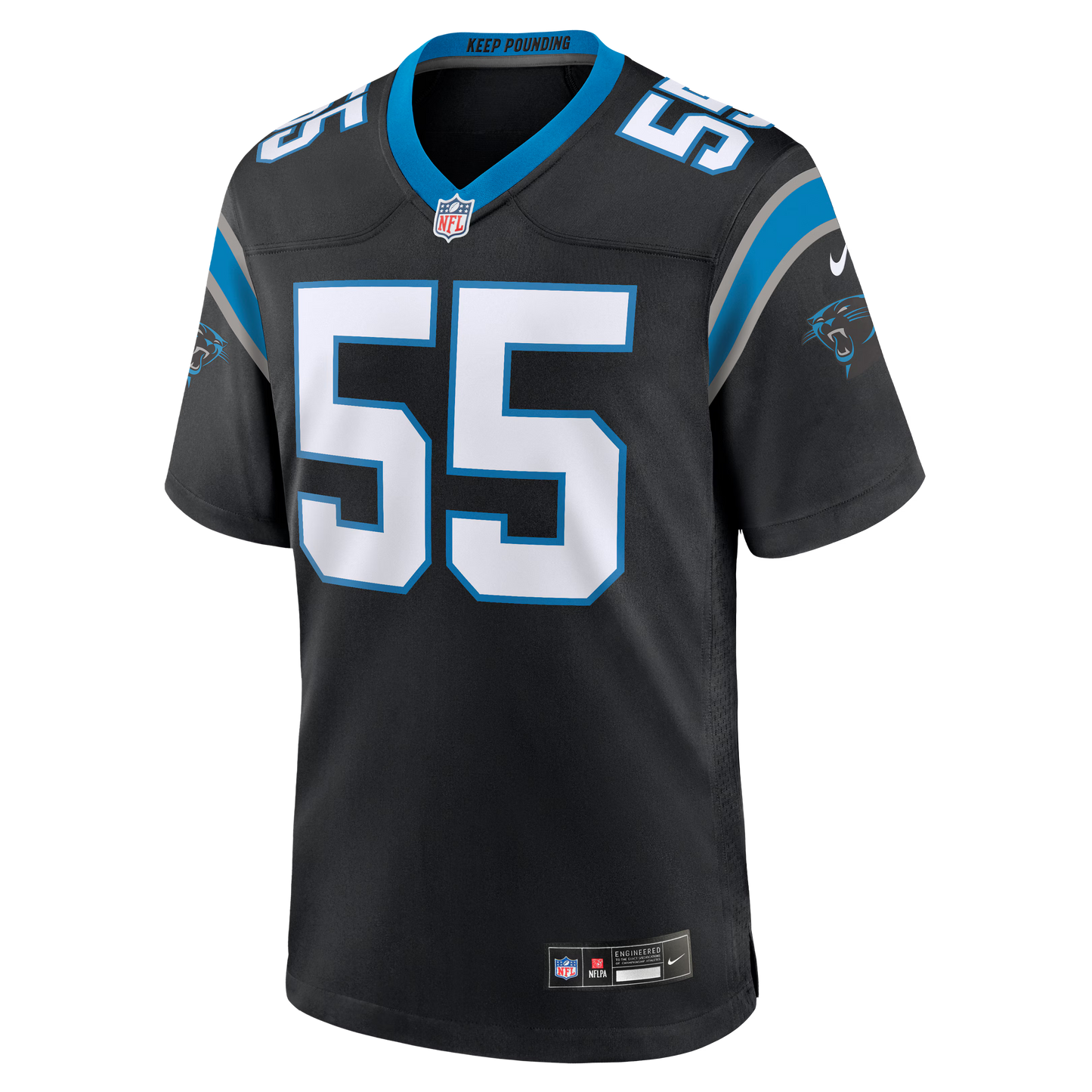 Carolina Panthers Maema Njongmeta Black Team Game Jersey football jersey product view 2