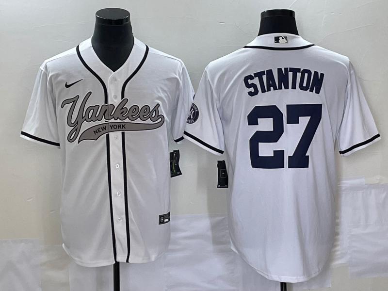 Men's New York Yankees Giancarlo Stanton #27 White Player Jersey Joint Edition baseball jersey product view 1