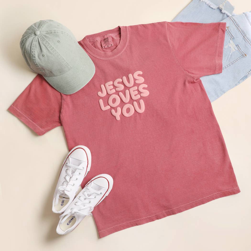Jesus Loves You Puff Garment-Dyed Heavy T-Shirt Unisex T-shirt, Sweatshirt, Hoodie, Long Sleeve Tee - T-Shirt, Sweatshirt, Hoodie