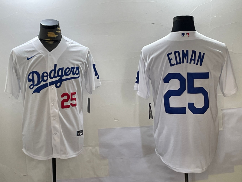 Men's Los Angeles Dodgers Tommy Edman #25 White Home Replica Player Jersey baseball jersey product view 1
