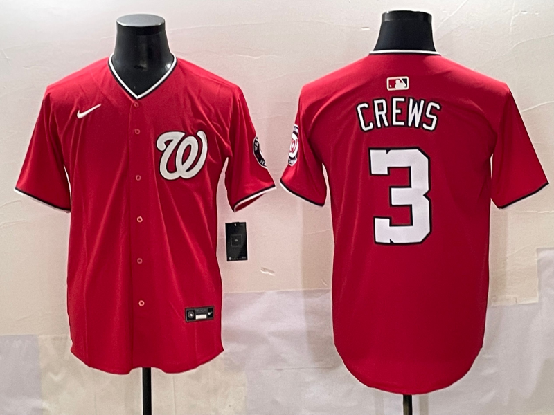 Men's Washington Nationals Dylan Crews Red Replica Player Jersey baseball jersey product view 1