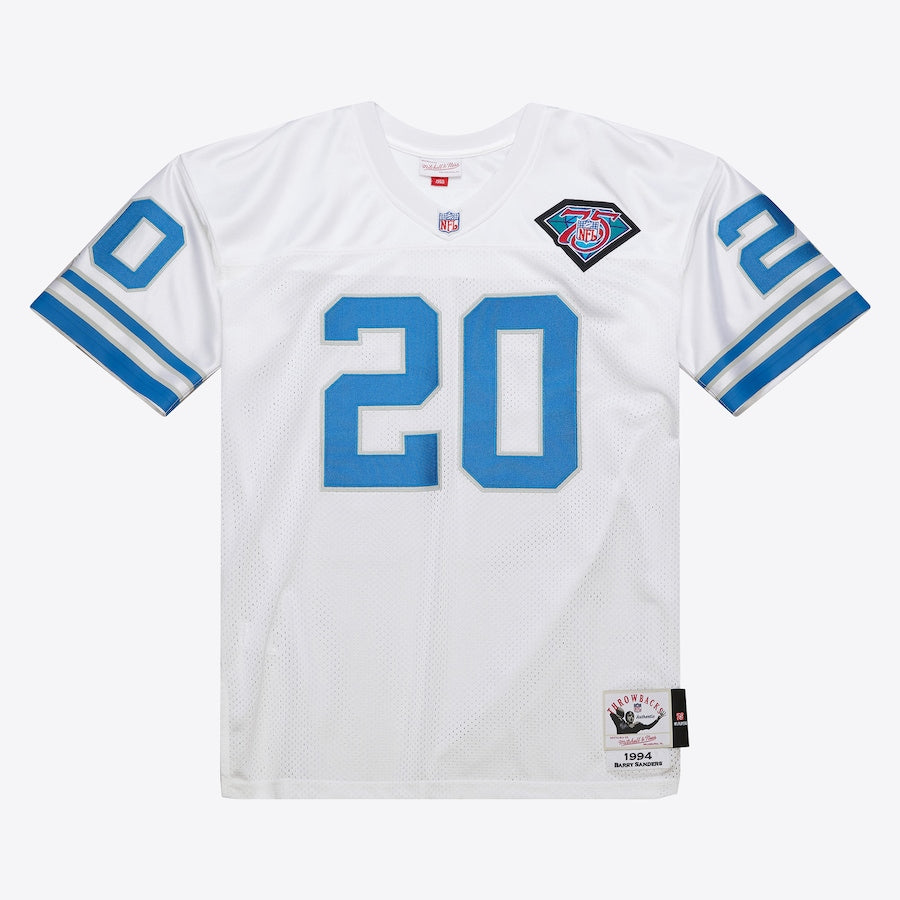 Men's Barry Sanders White Detroit Lions 1994 Jersey football jersey product view 1