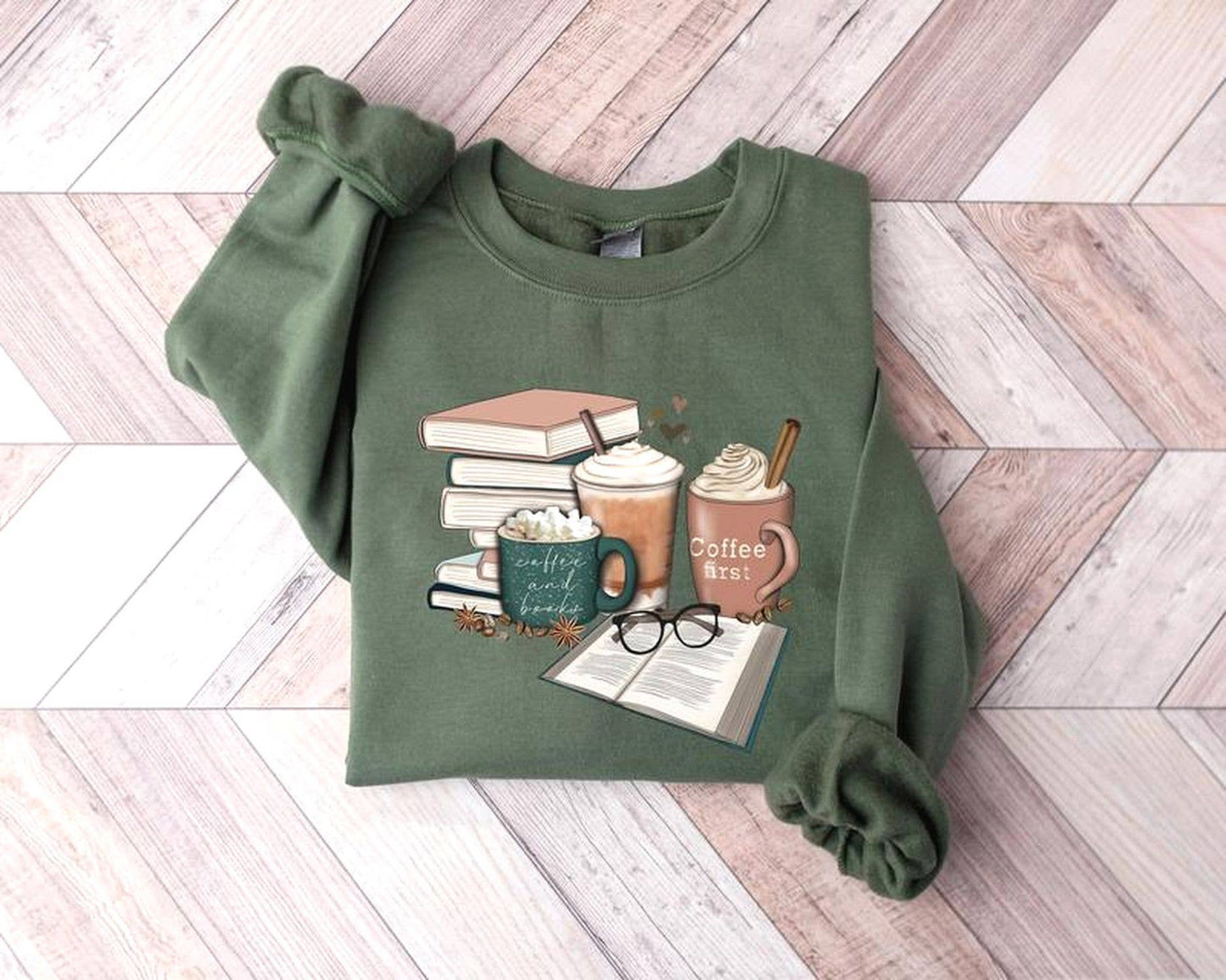 Coffee and Books Sweatshirt - Librarian  Teacher Gift Unisex T-shirt, Sweatshirt, Hoodie, Long Sleeve Tee - T-Shirt, Sweatshirt, Hoodie