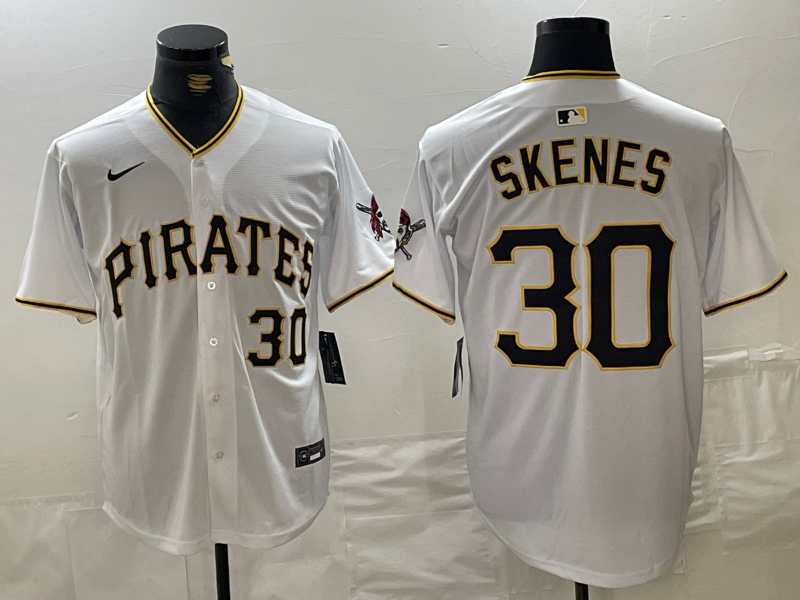 Men's Pittsburgh Pirates Paul Skenes White Home Replica Player Jersey baseball jersey product view 1