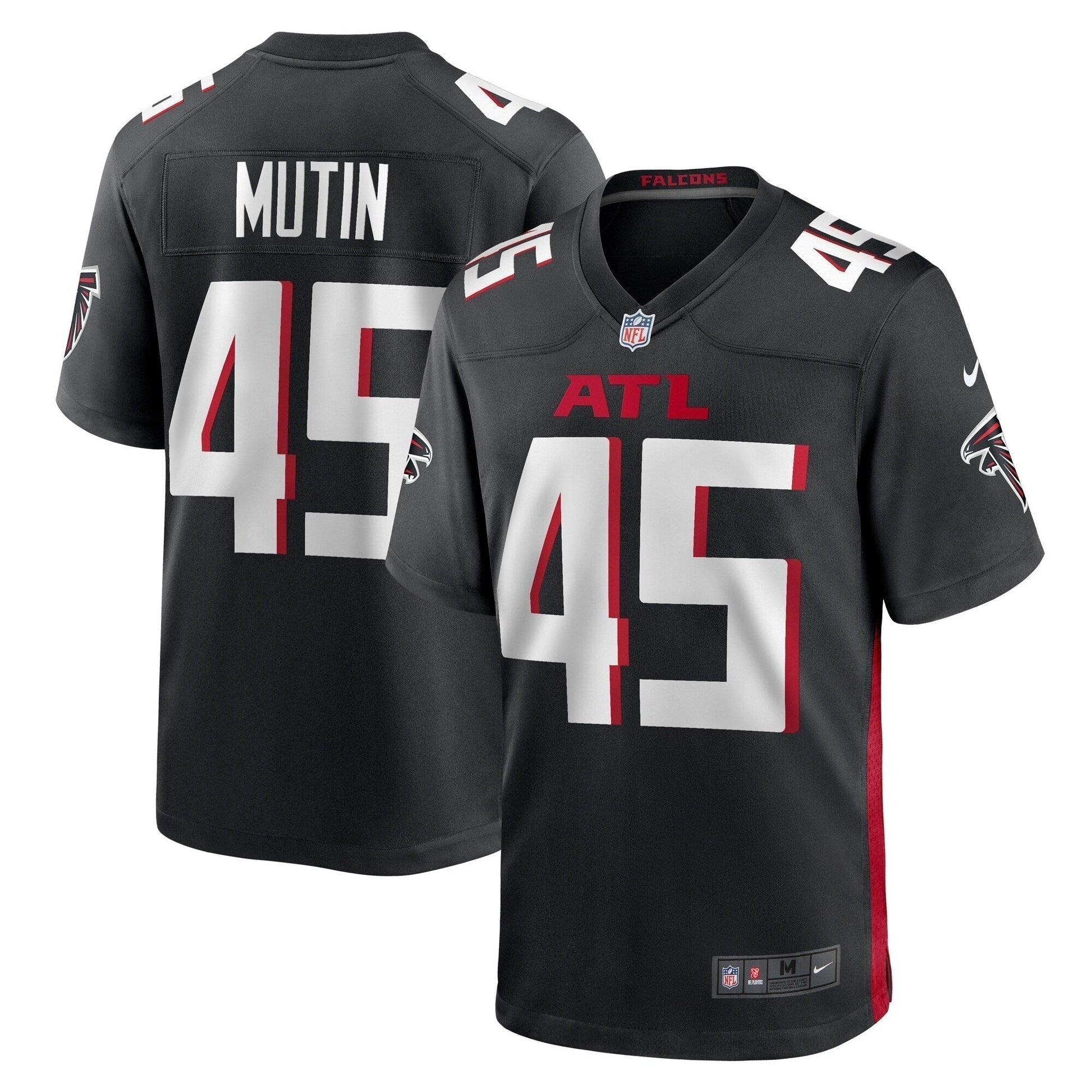 Donavan Mutin Atlanta Falcons Game Jersey - Black football jersey product view 1