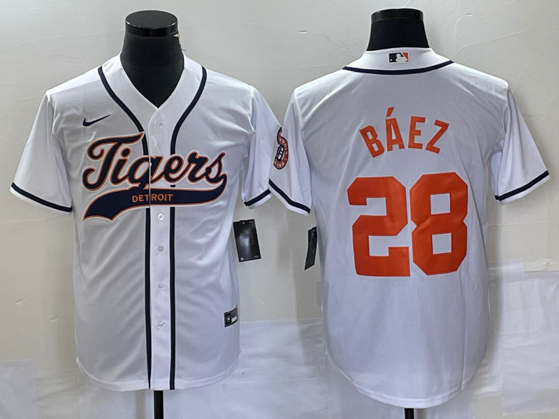 Men's Detroit Tigers Javier Baez #28 White Replica Player Jersey1 Joint Edition baseball jersey product view 1
