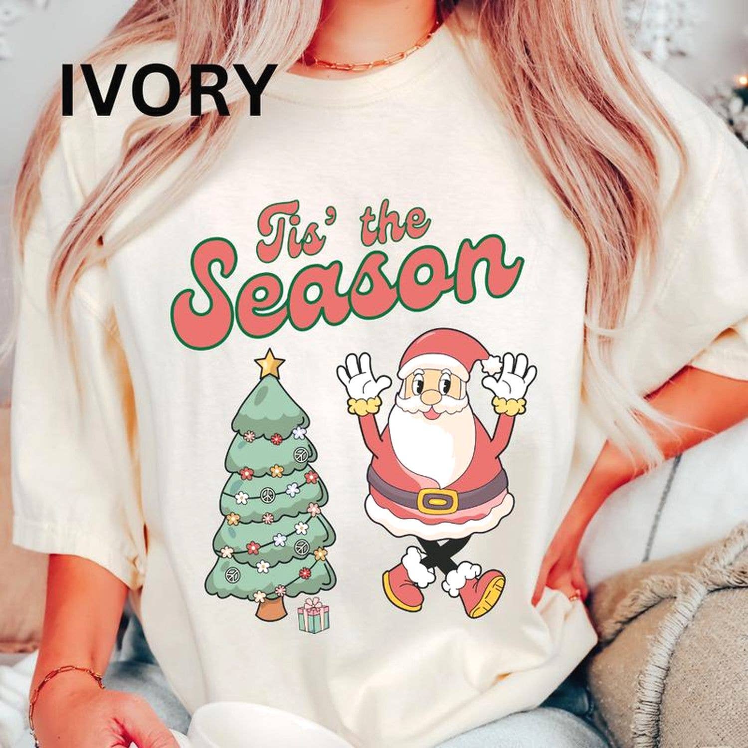 Tis the Season Tree and Santa Casual Unisex Christmas Shirt Unisex T-shirt, Sweatshirt, Hoodie, Long Sleeve Tee - T-Shirt, Sweatshirt, Hoodie