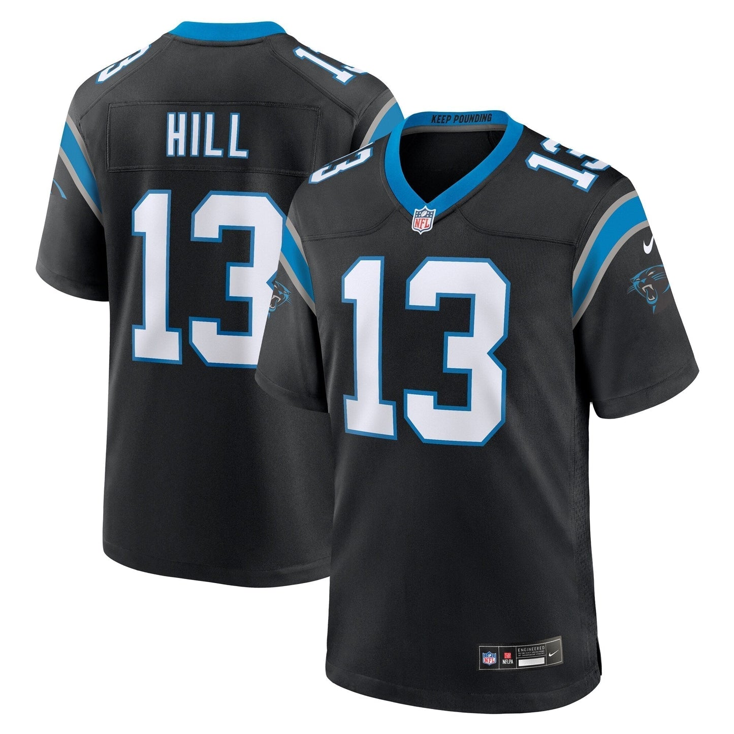 Troy Hill Carolina Panthers Team Game Jersey - Black football jersey product view 1