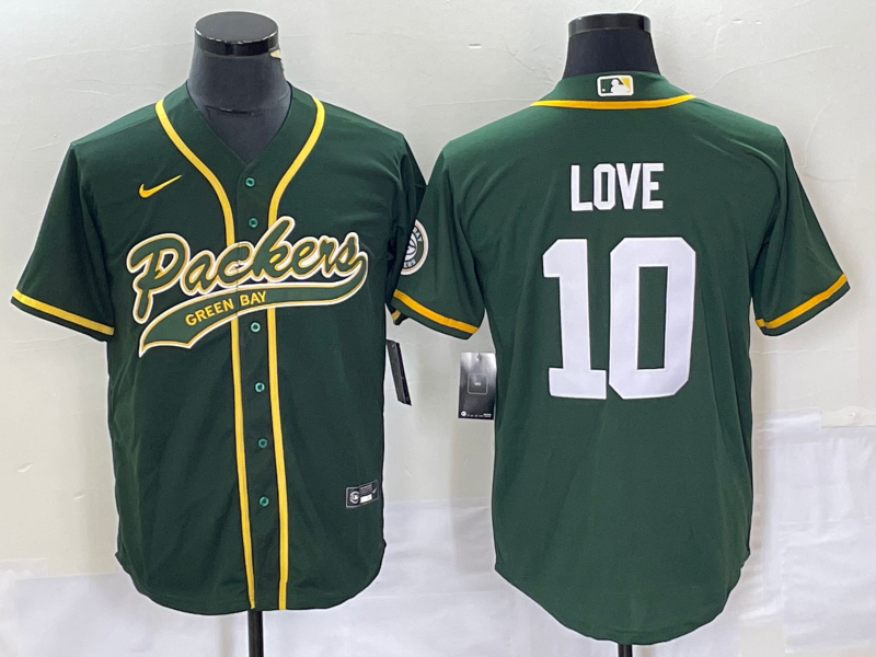 Men's Green Bay Packers Jordan Love #10 Green Game Jersey1 Joint Edition basketball jersey product view 1