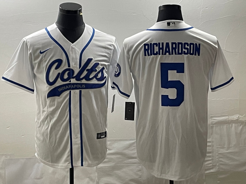 Men's Indianapolis Colts Anthony Richardson #5 White Game Jersey1 Joint Edition football jersey product view 1