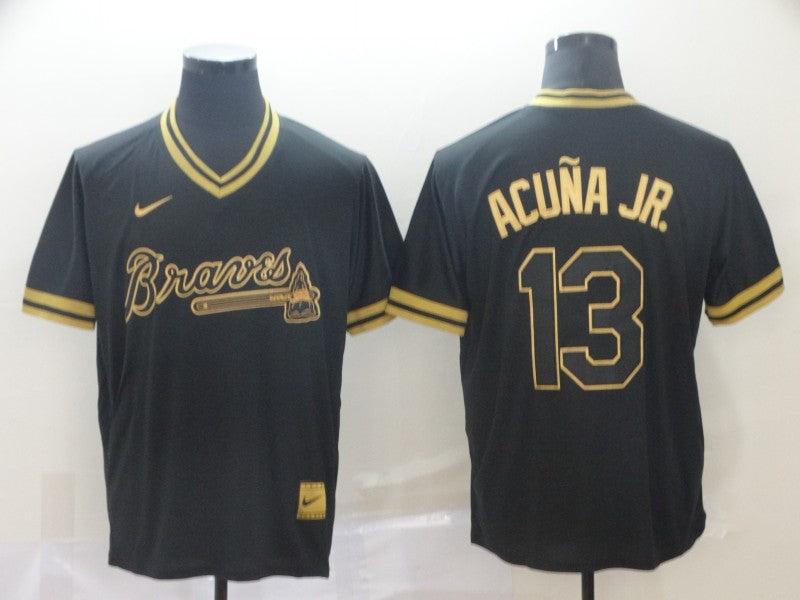 Men's Atlanta Braves Ronald Acuna Jr. #13 Black Replica Jersey1 baseball jersey product view 1