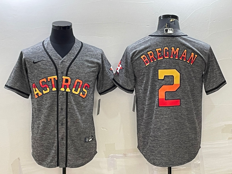 Men's Houston Astros Alex Bregman #2 Gray Replica Player Jersey1 baseball jersey product view 1