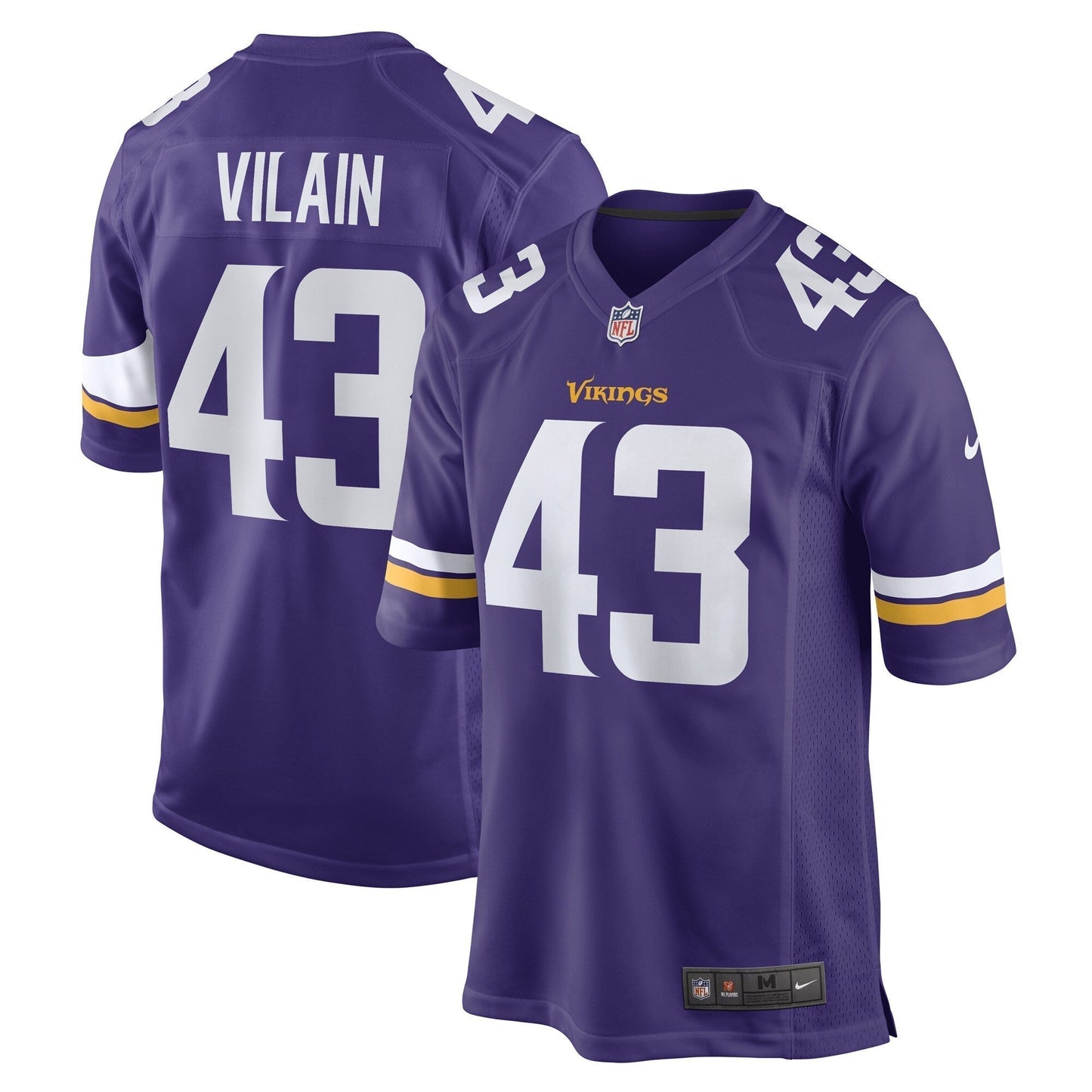 Luiji Vilain Minnesota Vikings Game Jersey - Purple football jersey product view 1