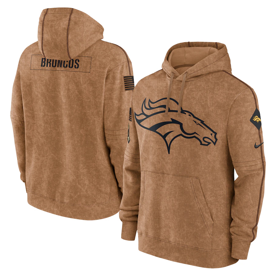 Men's Denver Broncos Brown 2023 Salute To Service Club Pullover Hoodie football jersey product view 1