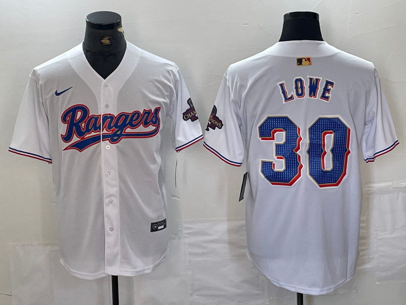 Men's Texas Rangers Nathaniel Lowe #30 White 2024 Gold Collection Limited Player Jersey baseball jersey product view 1