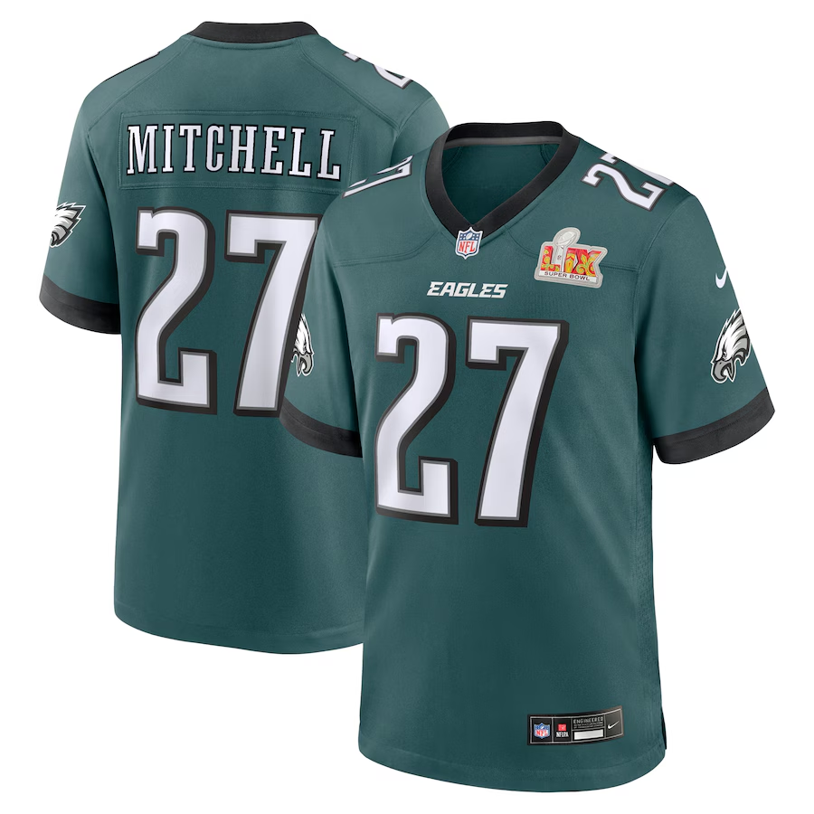 Men's Philadelphia Eagles Quinyon Mitchell #27 Midnight Green Super Bowl LIX Game Player Jersey1 football jersey product view 1