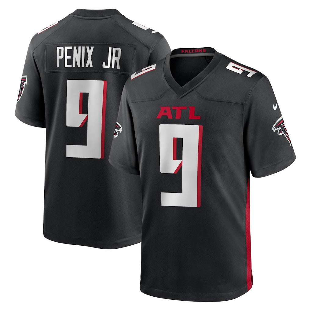 A.Falcons #9 Michael Penix Jr. Black Player Game Jersey football jersey product view 1