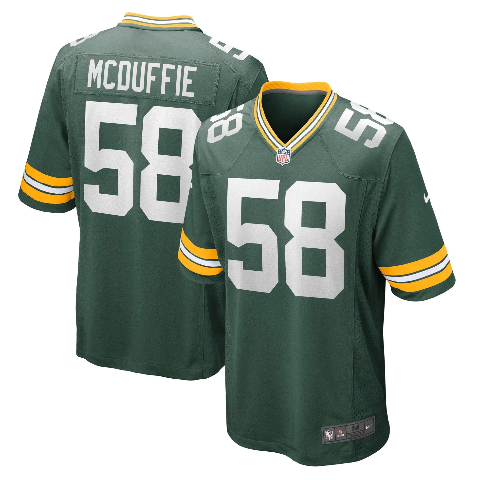Green Bay Packers Isaiah McDuffie Green Game Jersey football jersey product view 1