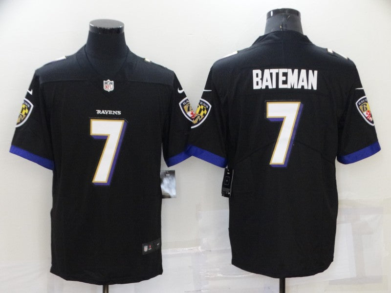 Men's Baltimore Ravens Rashod Bateman #7 Black Game Jersey1 football jersey product view 1