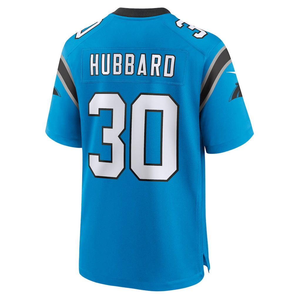 C.Panthers #30 Chuba Hubbard Blue Team Game Jersey sports jersey product view 1