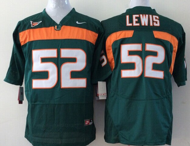 Men's Miami Hurricanes Michael Irvin #47 Green Team Football Jersey football jersey product view 1